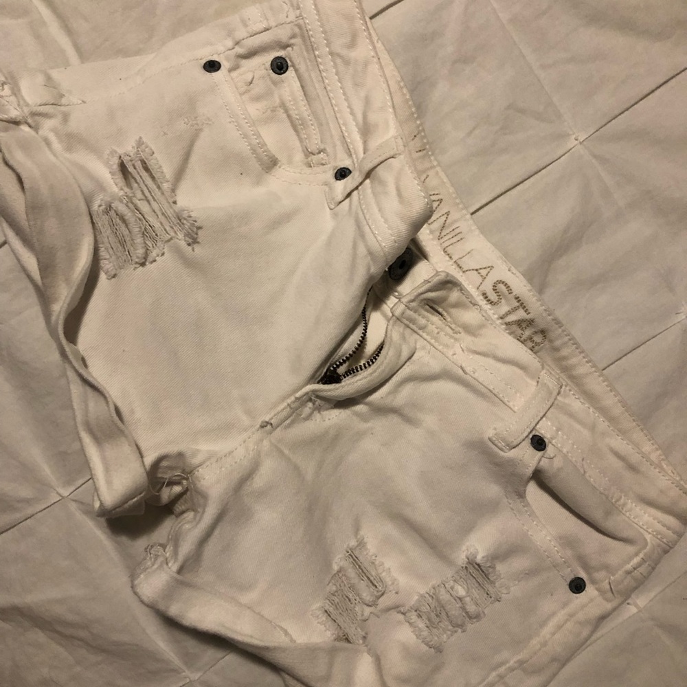 White jean shorts